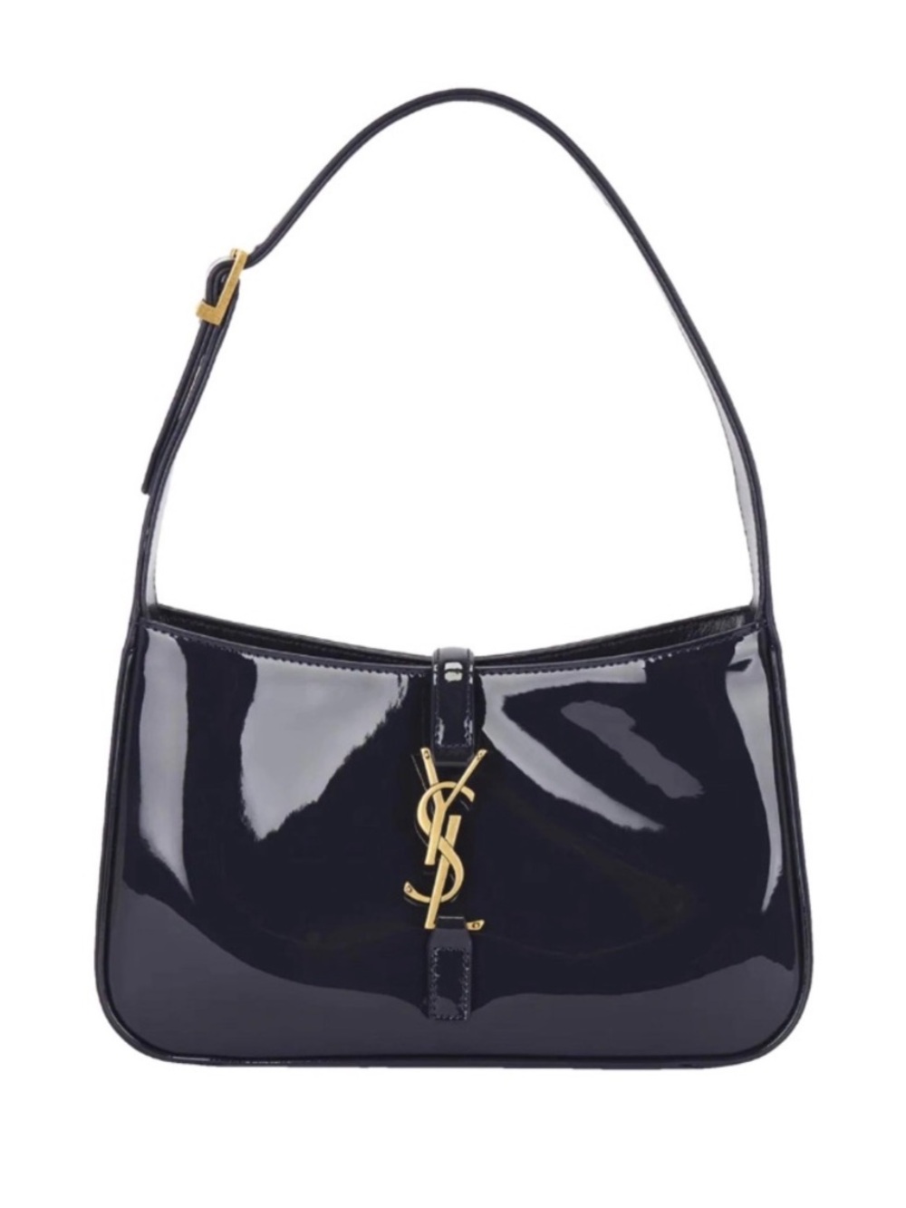 SAINT LAURENT Le 5 A 7 monogram patent leather hobo shoulder bag